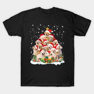 Golden Retriever Christmas Tree Santa Hat Pajama Dog Lover T-Shirt